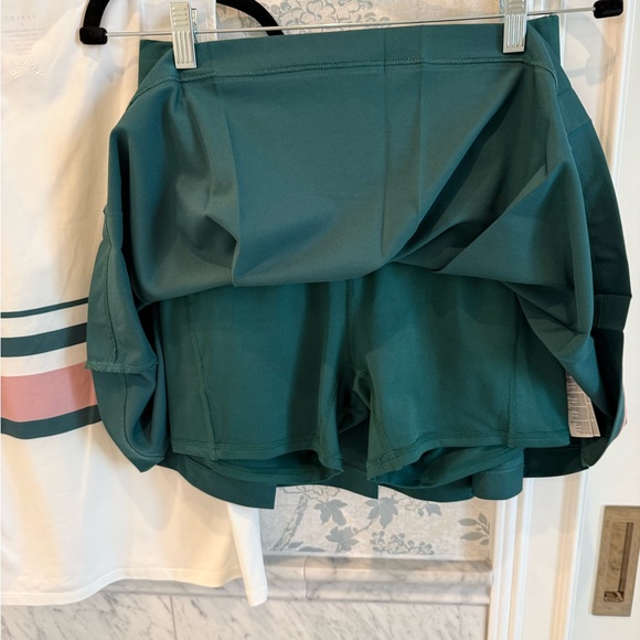 Varley Tennis Set Sleeveless Zip Polo Top & Pleated Skort White Green Pink S/M - Picture 3 of 5